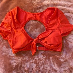 Xhilaration Red Bathing Suit Top With Sleeves